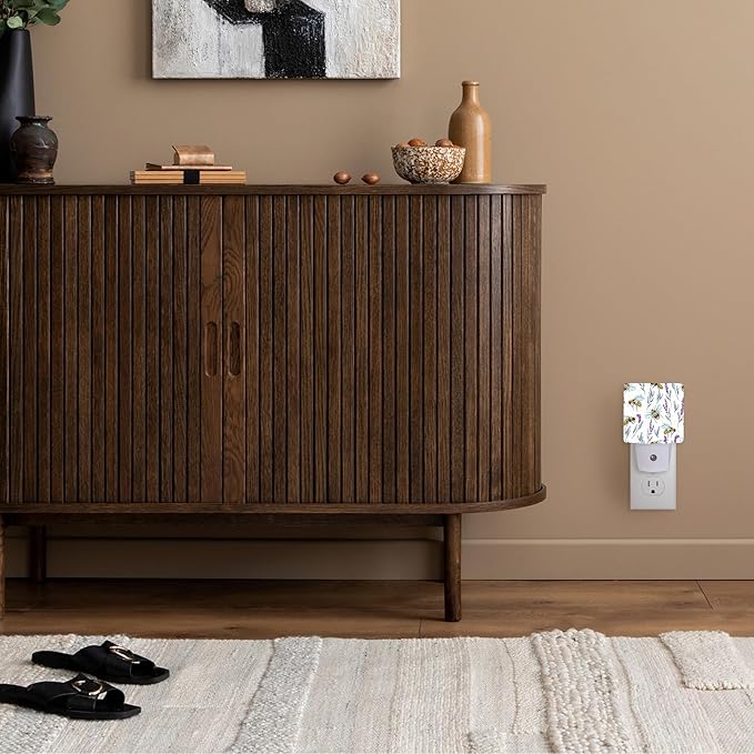 Night Light With Bees and Lavender Flowers - Dusk to Dawn Sensor for Kids, Girls, Boys, Women, Men - Room Decor for Hallway, Kitchen, Bathroom, Nursery, Stairs