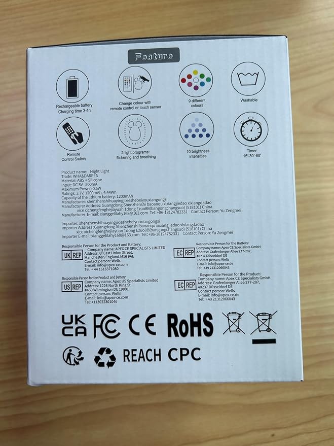 WHA&DARREN Large Unicorn Night Light for Kids,Cute Baby Night Light, Silicone Bedside Lamp,Sleep LED Lights, Eye Caring, Adjustable Brightness & Color, Time Setting, Touch Control & Remote Control