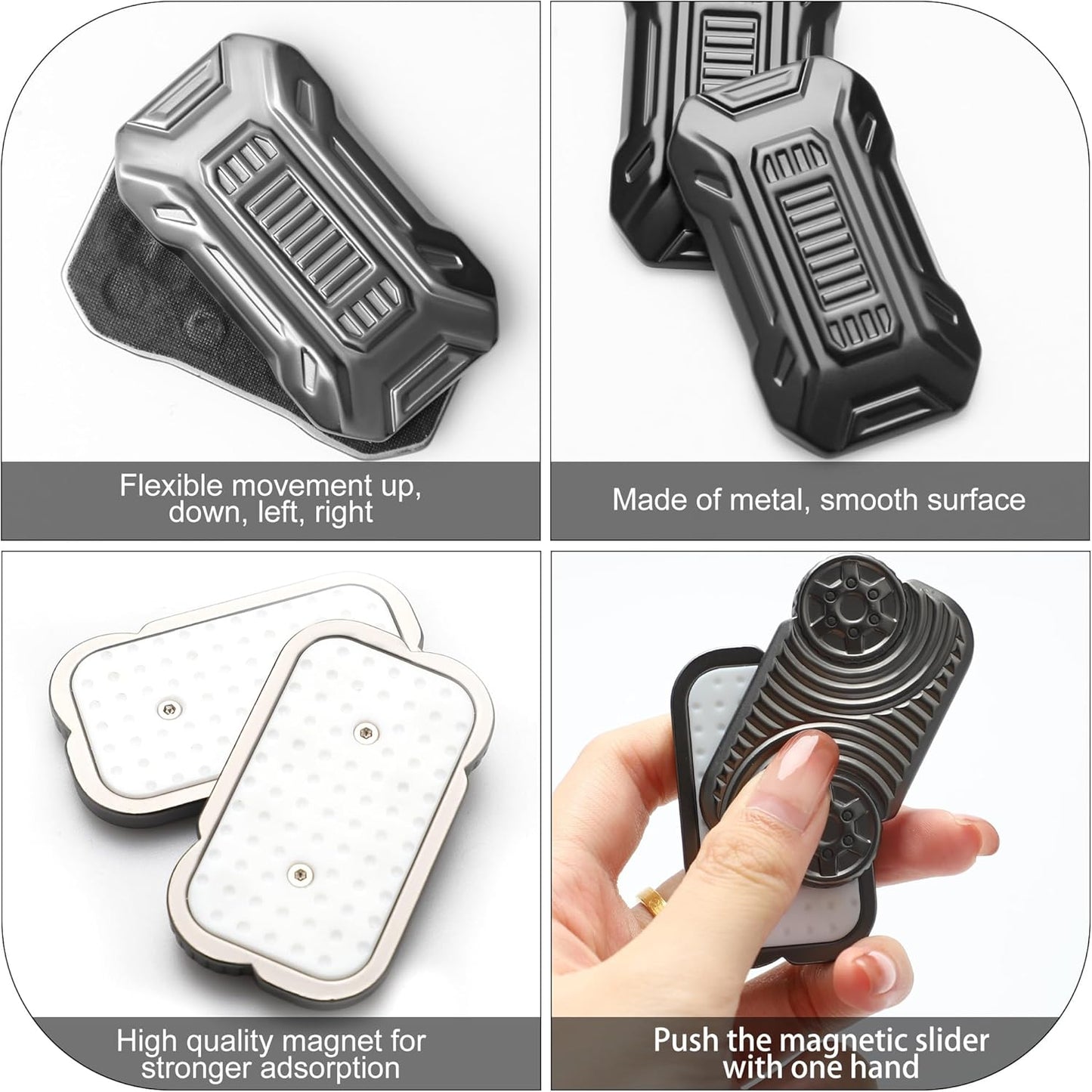 Metal Fidget Toys, Magnetic Slider Fidget for Adults Fidgets, Cool Gadgets Fidget Toys for ADHD, EDC, Anxiety, Stress Relief Toys for Adults, Kids (A-Black)