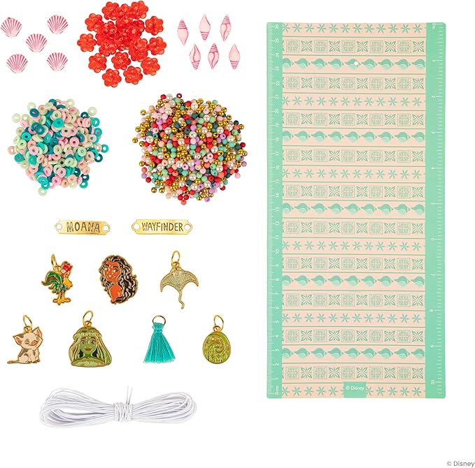 Fashion Angels Disney Moana 2 DIY Bracelet Making Kit, Includes 1,000+ Beads, 6 Charms, Design Board & More, Makes 20+ Bracelets, Craft for Kids Ages 8+