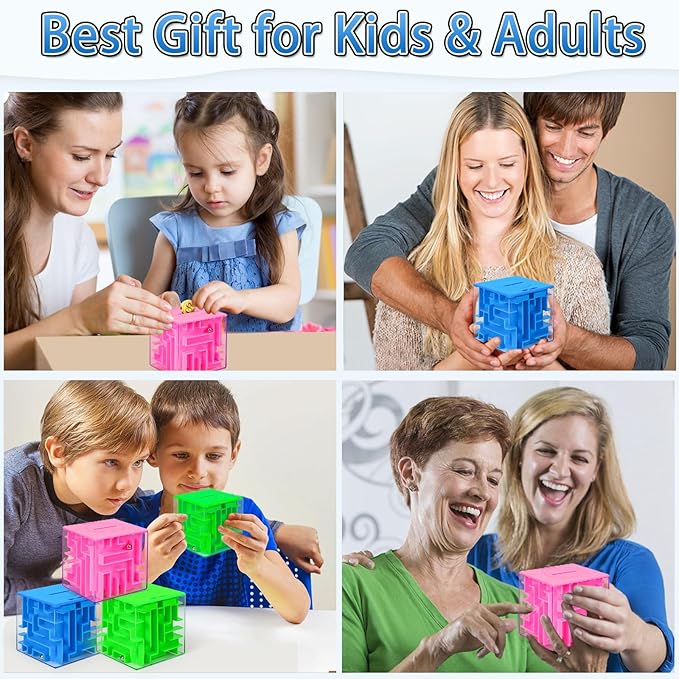 10 Pack Money Maze Puzzle Gift Boxes(3 Colors), 3D Mazes Magic Cube Money Puzzle Box Toy Set Brain Teasers for Kids Teens and Adults Birthday Party Favors