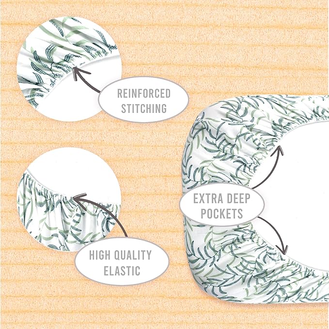 3-Pack Bedside Sleeper Bassinet Sheets | GOTS Certified Organic Jersey Cotton, Ultra Soft & Breathable | 33x20x4” Fitted Sheets for Baby Bassinet Mattress | Universal Fit for 17–21” x 29–33” Pads