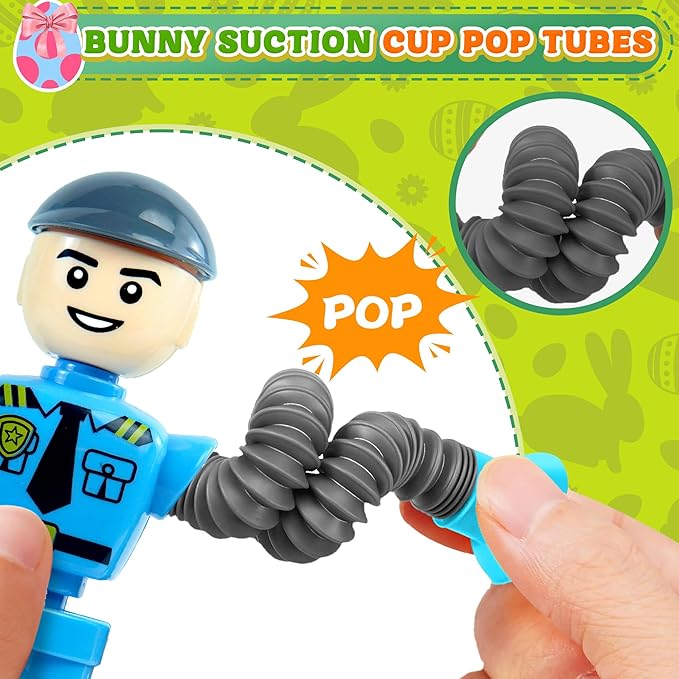 Easter Basket Stuffer Gift for Toddlers Kids Robot Sensory Travel Toys 4Pcs for Boy Year Old Ages 3 4 5 6 7 8 9, Airplane Travel Activities Suction Autistic Valentine Pop Tube Autism Fidget Toys