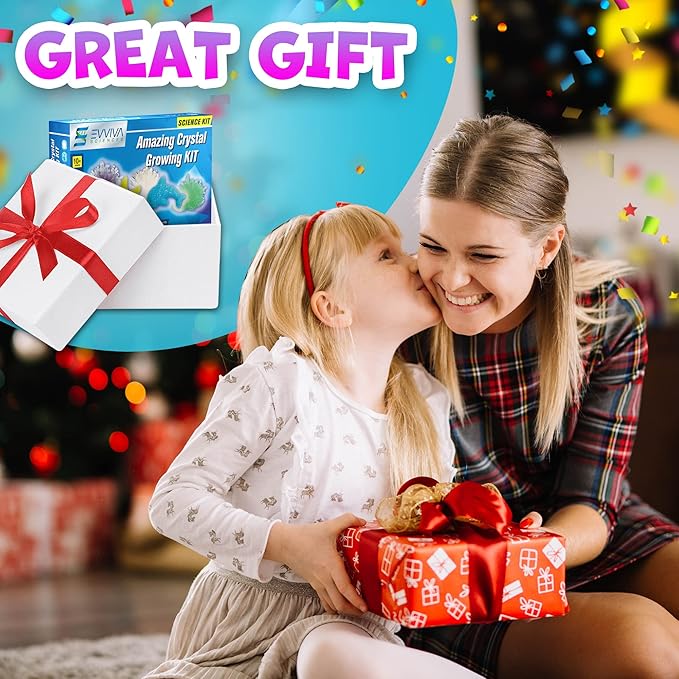 Evviva Sciences Crystal Growing Kit for Kids Science Kit to Make & Grow Rocks, Crystals, Gems – Easy All Inclusive Set – Chemistry, Geology & Learning Experiment Toy – w/eBook