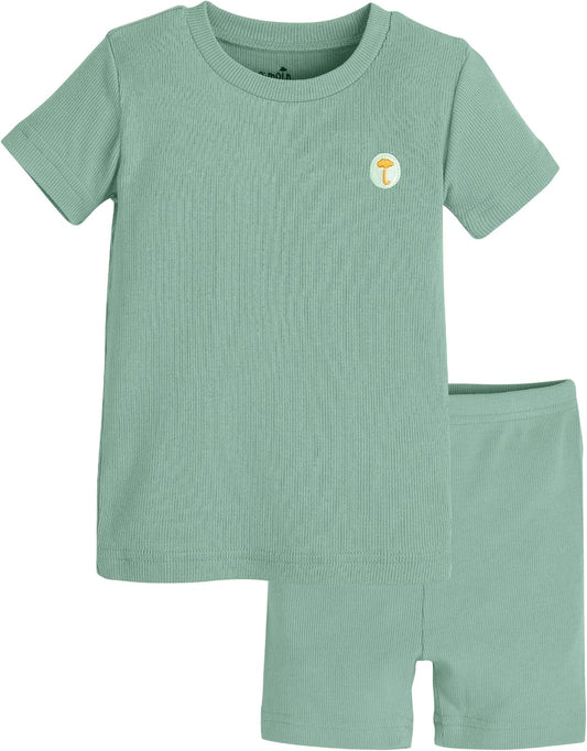 moimoln Pajamas Set 6M-5Y Solid Ribbed Unisex Baby & Toddler, Soft Viscose, Snug-Fit, Everyday Sleepwear