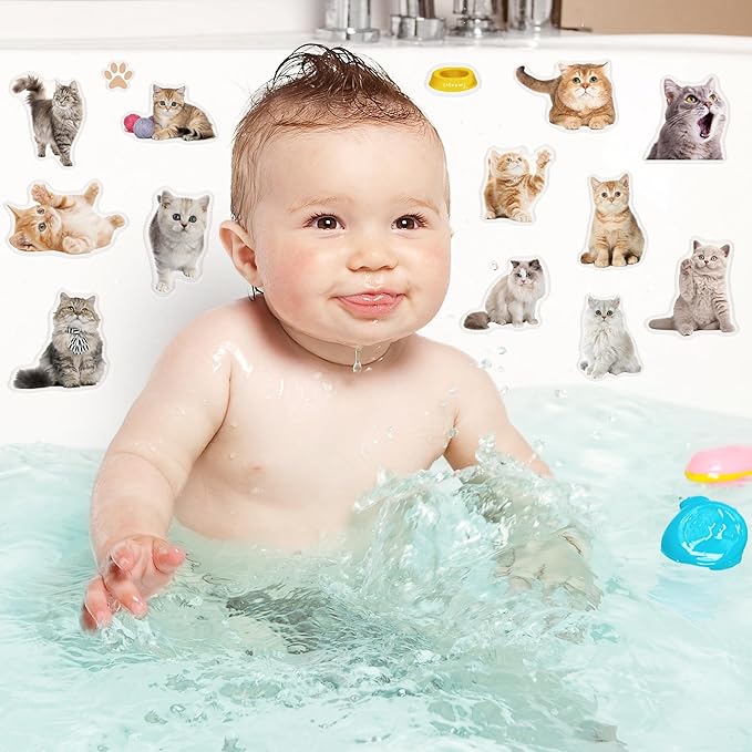 20 Pcs Cat Thick Gel Clings Kitten Window Gel Clings Decals Stickers for Kids Toddlers and Adults Cute Reusable Window Clings for Home Airplane Classroom Nursery Cat Party Supplies Decorations