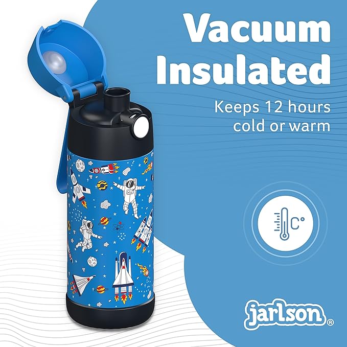 Jarlson® Mali Children's Water Bottle, Thermal Stainless Steel Water Bottle, BPA-Free, Leak-Proof, Children's Bottle with Chug Lid, Bottle for School, Nursery (Space, 350 ml)