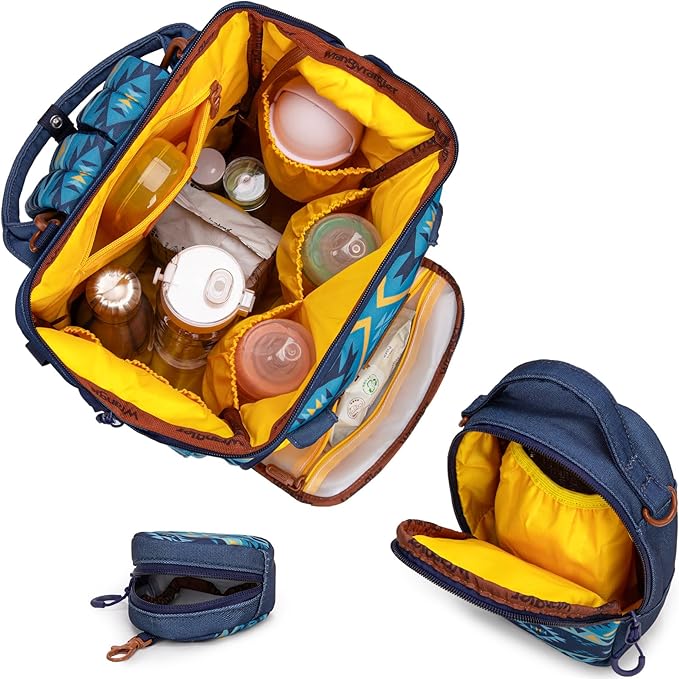 Montana West Wrangler Callie Diaper Bag Backpack with Pacifier Case, Crossbody Bottle Bag and Stroller Straps Western Pattern Multifunction Baby Travel Bag Set WG2215-9110NY