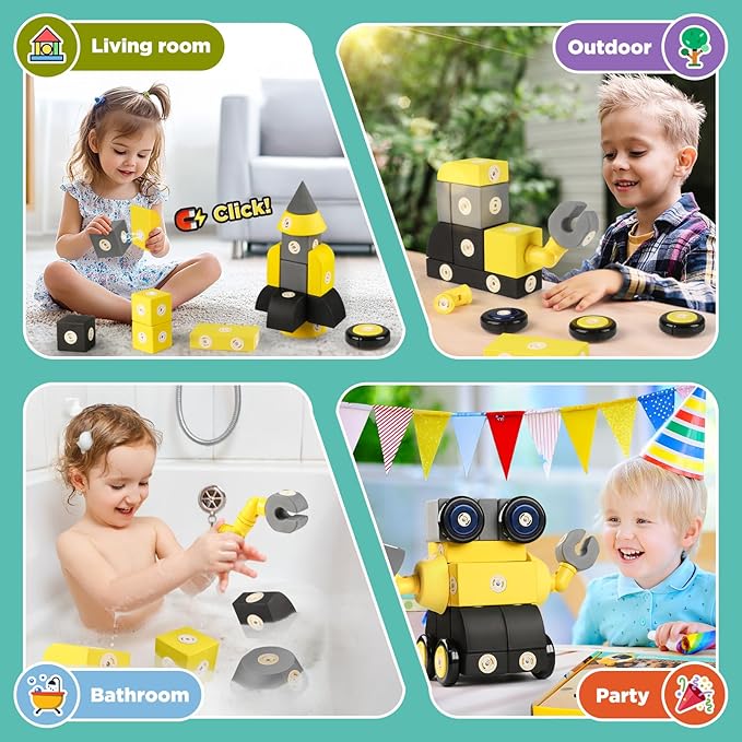 Joyfresh Foam Magnetic Blocks for Toddlers, 30pcs,Big Building Block for Kids 2 3 4 5 Years Old, Soft EVA Blocks Toys Gifts for Boys Girls