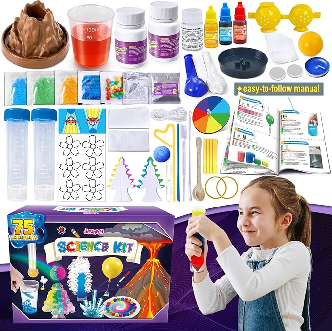 75 Experiments Science Kit for Kids, Chemistry Set, S.T.E.M Educational Birthday Christmas Toys Gifts Idea for Boys and Girls