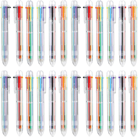 Back to School Supplies 24 PCS Ballpoint Pens Bulk 6-in-1 Colored Pens Ballpoint Party Favors Office Supplies Multicolor Pen Back to School Gifts for Kid Students Son Daughter Classroom Birthday