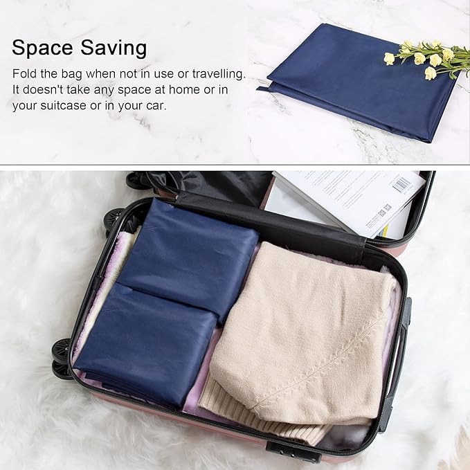 Polecasa Small Heavy Duty Laundry Bag with 130gsm Tear Resistant Fabric and Handles, Easy to Carry Durable Dirty Clothes Drawstring Bag, Perfect for College Dorm, Travel, 21”x24”,Navy