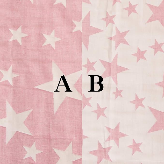 NTBAY 3 Layer Oversized Muslin Cotton Toddler Blanket, 45x60 Inches Jacquard Reversible Nursery Bed Blanket, Super Soft and Thermal Crib Blanket for All Seasons, Baby Gift, 45"x60", Pink/White Star