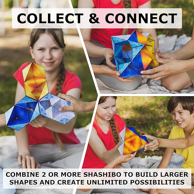 SHASHIBO Shape Shifting Box - Award-Winning Fidget Toy w/ 36 Rare Earth Magnets - Fidget Cube Transforms Into Over 70 Shapes, Sensory Toy Gift for Kids, Teens, and Adults (Vapor)
