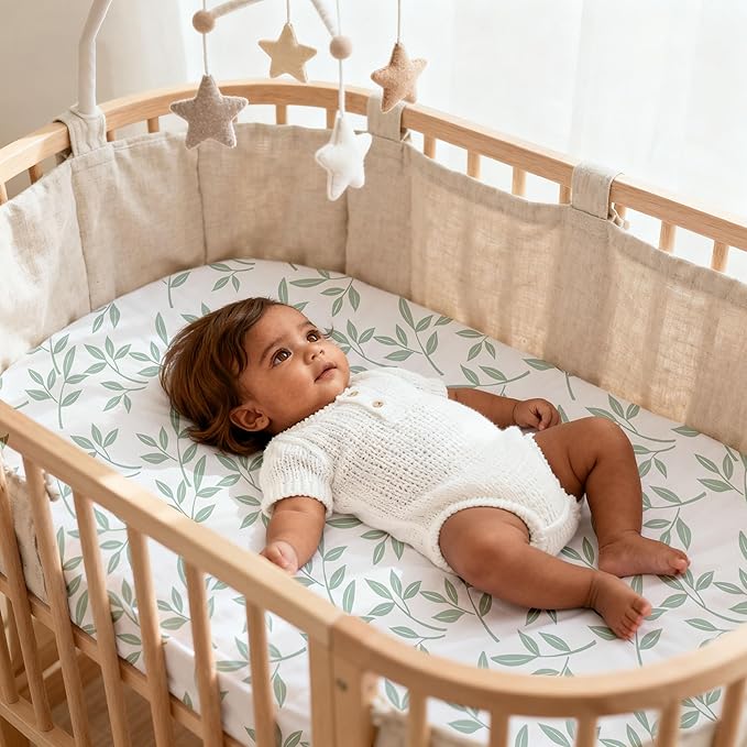 Baby Bassinet Sheets 3 Pack, Fitted Mattress Sheets for Boys & Girls, Ultra Soft Breathable, Universal Compatible with Halo Bassinest Swivel Sleeper(Sage Green, 32x16 Inch)