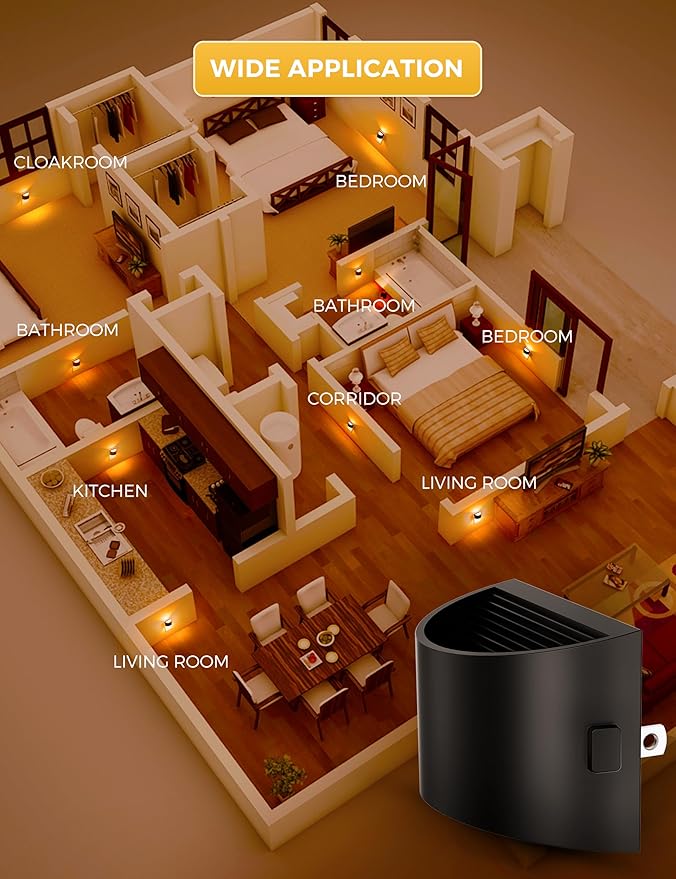 L LOHAS LED Night Light 2 Pack, Night Lights Plug into Wall, Dusk to Dawn Sensor Nightlight, 3 Level Brightness Adjustable, 1600K Amber Light