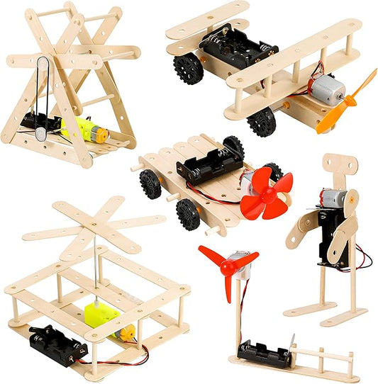 Sntieecr 6 Set DC Motor Kit, 159PCS STEM Mini Electric Motor Kit for DIY Science Projects, Science Experiment Educational Learning Kit for Kids Ages 8+