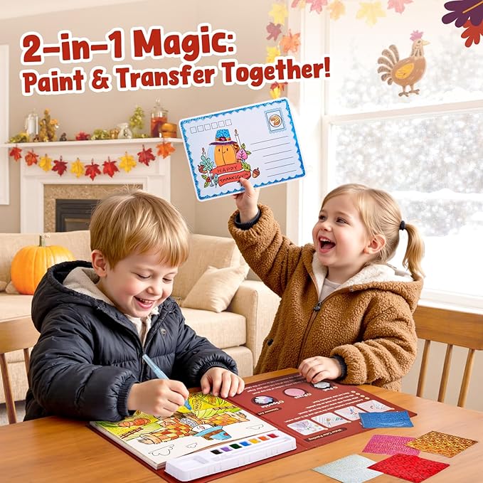 JoyCat Paint with Water Coloring Books, Art & Craft Activity, No Mess Art for Kids Ages 4-8, Craft Kits & Supplies, DIY Creative Activity, Presents for Girls & Boys (Thanksgiving)