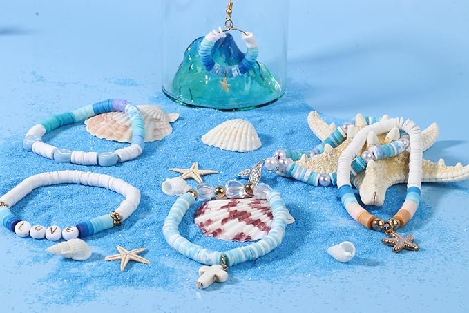 4000pcs Blue Clay Beads for Bracelets Making 6mm Heishi Beads Polymer Flat Round Disc Clay for Jewelry Making Blue Bead Crafts