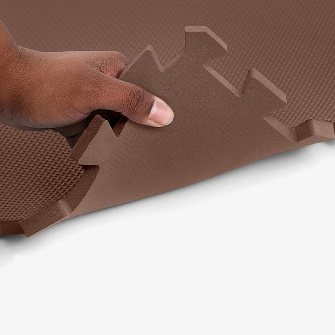 Flooring Inc's 1/2" Soft Non-Toxic Baby Play Mat, Toddler Playmat, Colorful Puzzle PlayMat, Floor Mats for Kids & Babies, EVA Foam Interlocking Tiles for Nursery & Playroom | Brown, 50 Tiles, 200 SqFt