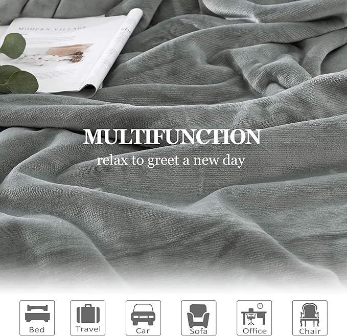 NANPIPER Sherpa Blanket Warm Blankets for Winter Super Soft Fuzzy Flannel Fleece/Wool Like Reversible Velvet Plush Couch Blanket Lightweight(Light Grey Throw Size 50"x60")