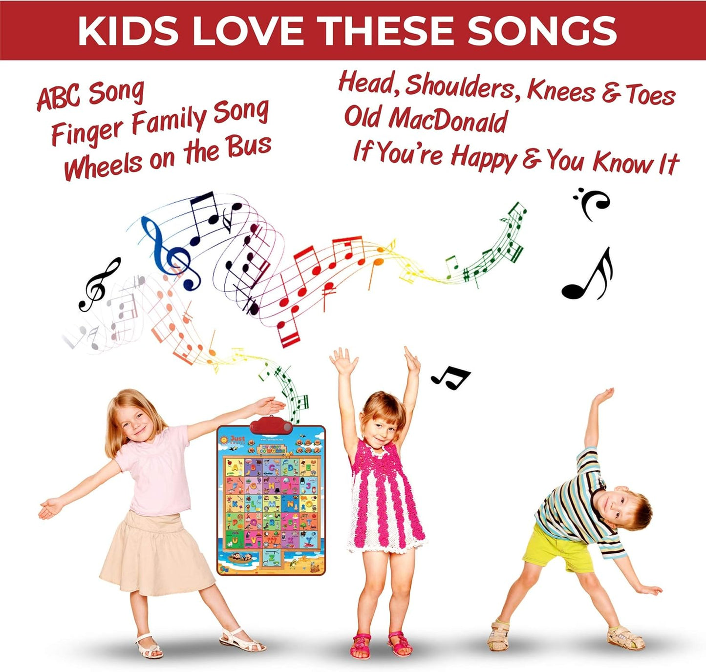 Just Smarty Interactive First 100 Words Learning Toys for 2 Year Olds | Educational First Words Alphabet Poster for Children | Learning Words for Toddlers ABC Chart | Alphabet Learning Toys for Kids