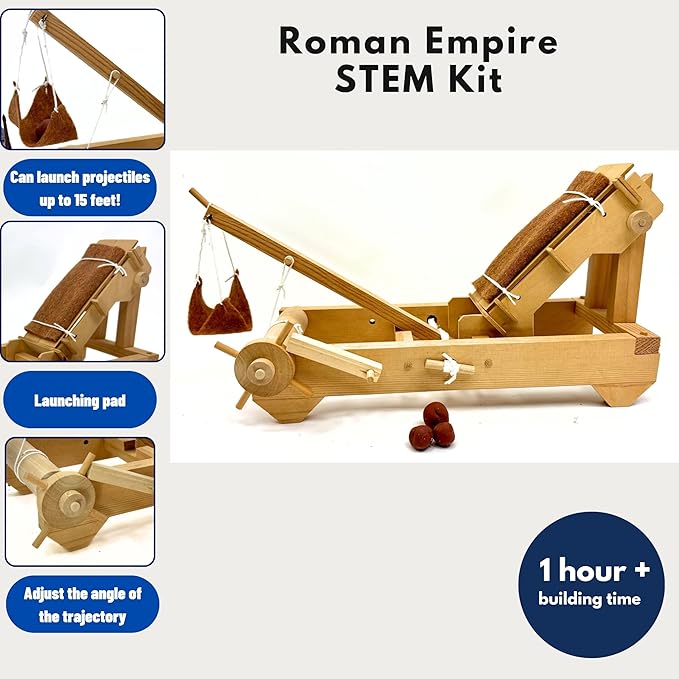 Pathfinders STEM Kit – Medieval Onager Catapult | Build Your Own Working Siege Engine | Wooden Model Kit for Kids Ages 8+ | Educational STEM Project for Home or Classroom