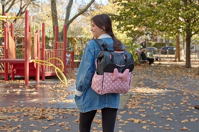 Disney Cudlie Diaper Bag Backpack for Moms | Large Spacious Diaper Bag for Baby Boys and Girls | 16-Inches High Multi-Function Backpack with Cute Characters