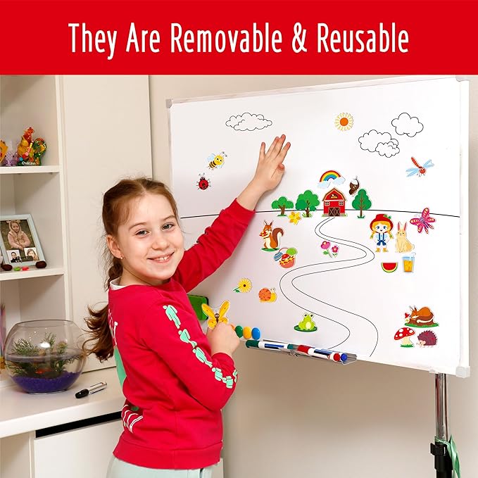 42PCS Summer-Theme Jelly Stickers, Butterfly Flower Farm Thick Window Door Clings Removable Reusable Gel Decals for Kids Toddlers Adults Home Classroom Decoration Party Supplies (Not Edible)