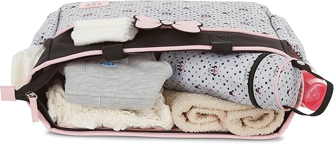 Disney Cudlie Diaper Tote Bag for Moms | Large Spacious Travel Diaper Tote for Baby Boy and Girl | 17-Inches Wide Multi-Functional Baby Bag with Cute Patterns