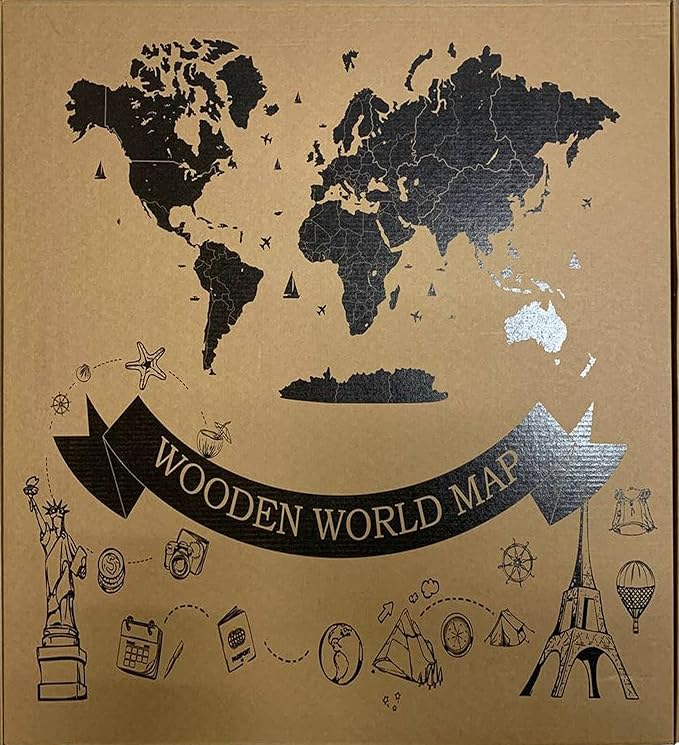 Wooden World Map 3D Art Large Wall Decor - Size (M & L & XL) Any Occasion Gift Idea - Wall Art For Home & Kitchen or Office (CALIFORNIA, 83,86" x 44,49")