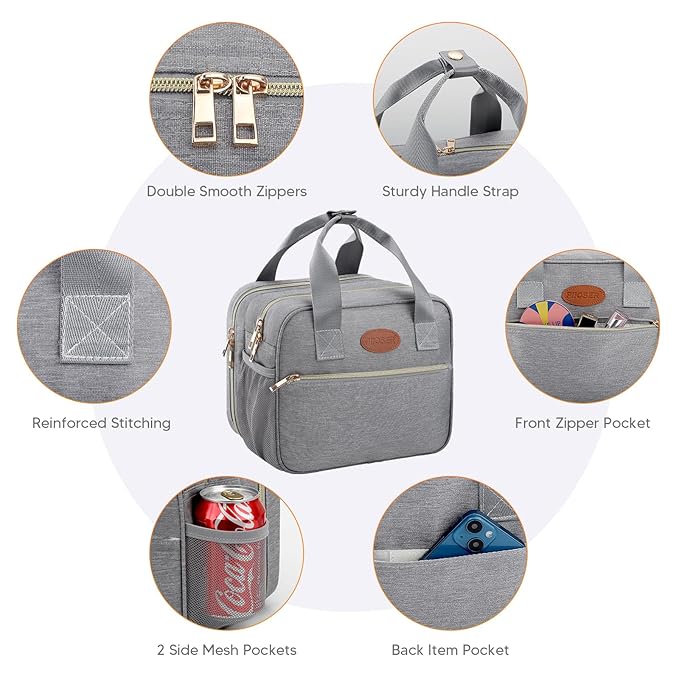 PIIOSER Breastmilk Cooler Bag with Ice Pack, Compatible with Wearable Breast Pumps & Accessories - Portable Pumps Carrying Case for Nursing & Working Moms (Grey-Small)