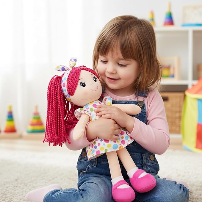 June Garden 23" Snuggle Cuties Sophie - Soft Cuddly Plush Doll Gift for Girls - Huggable Rag Doll - Pink XL