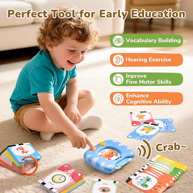 JoyCat Talking Flash Cards for Toddlers 1-5, 314 Words with Durable Thick Cards & Clear Audio, Easy to Slide in and Out, Speech Therapy Toys, Birthday Gifts for Boys Girls