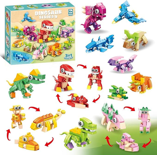 12 Packs 36 Kinds of Dinosaurs Building Blocks Toy, DIY Dinosaurs Animals Building Blocks Sets for Classroom Prizes,Birthday Party Favors for KidsIdeas for Boys and Girls Ages 6-12