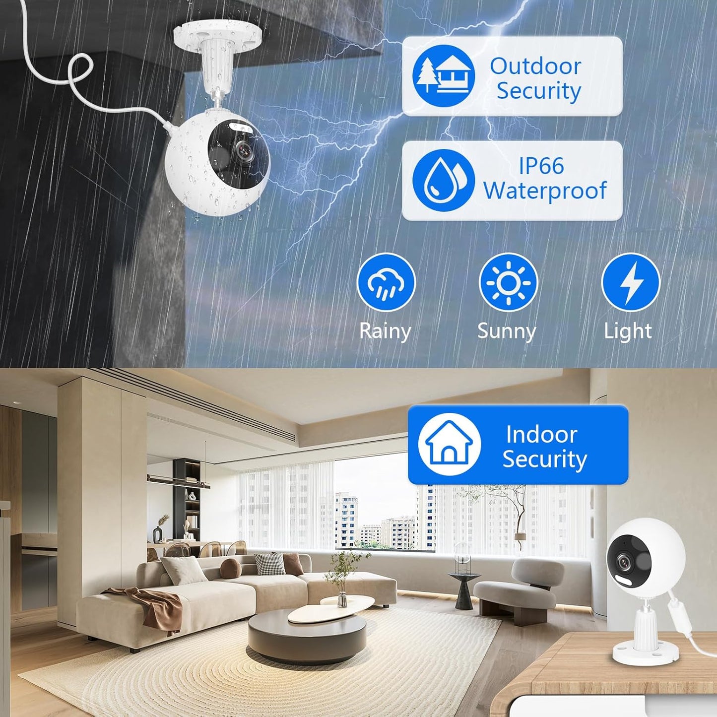 5G/2.4G Indoor/Outdoor Security Camera for Baby Monitor, Indoor Camera for Dog/Cat/Pet/Nanny/Baby/Elder, IP66 Waterproof, 3 Night Vision, Motion Detection, SD/Cloud