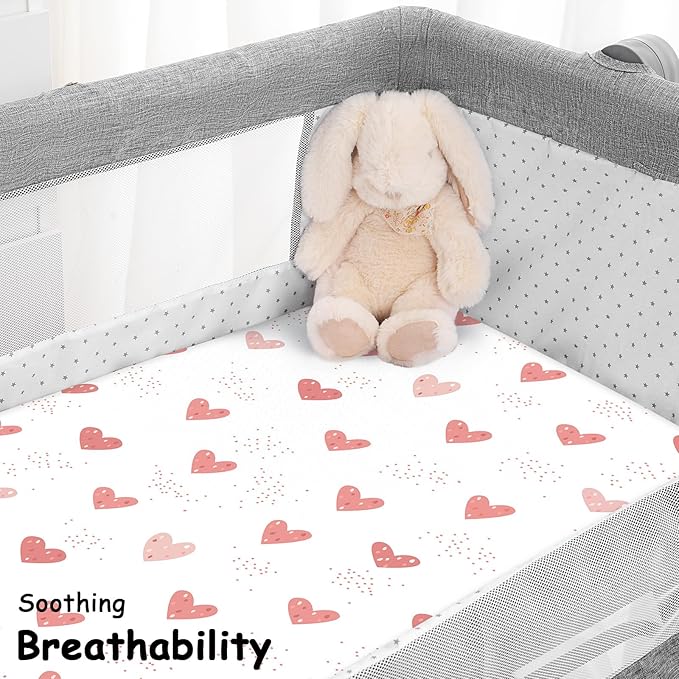 Yoofoss Bassinet Sheets for Baby,3-Pack Fitted Bassinet Sheets Set Compatible with Halo Bassinest Swivel Sleeper,Baby Delight,Angelbliss,Soft Breathable Bassinet Mattress Sheets(Pink+Butterflies)