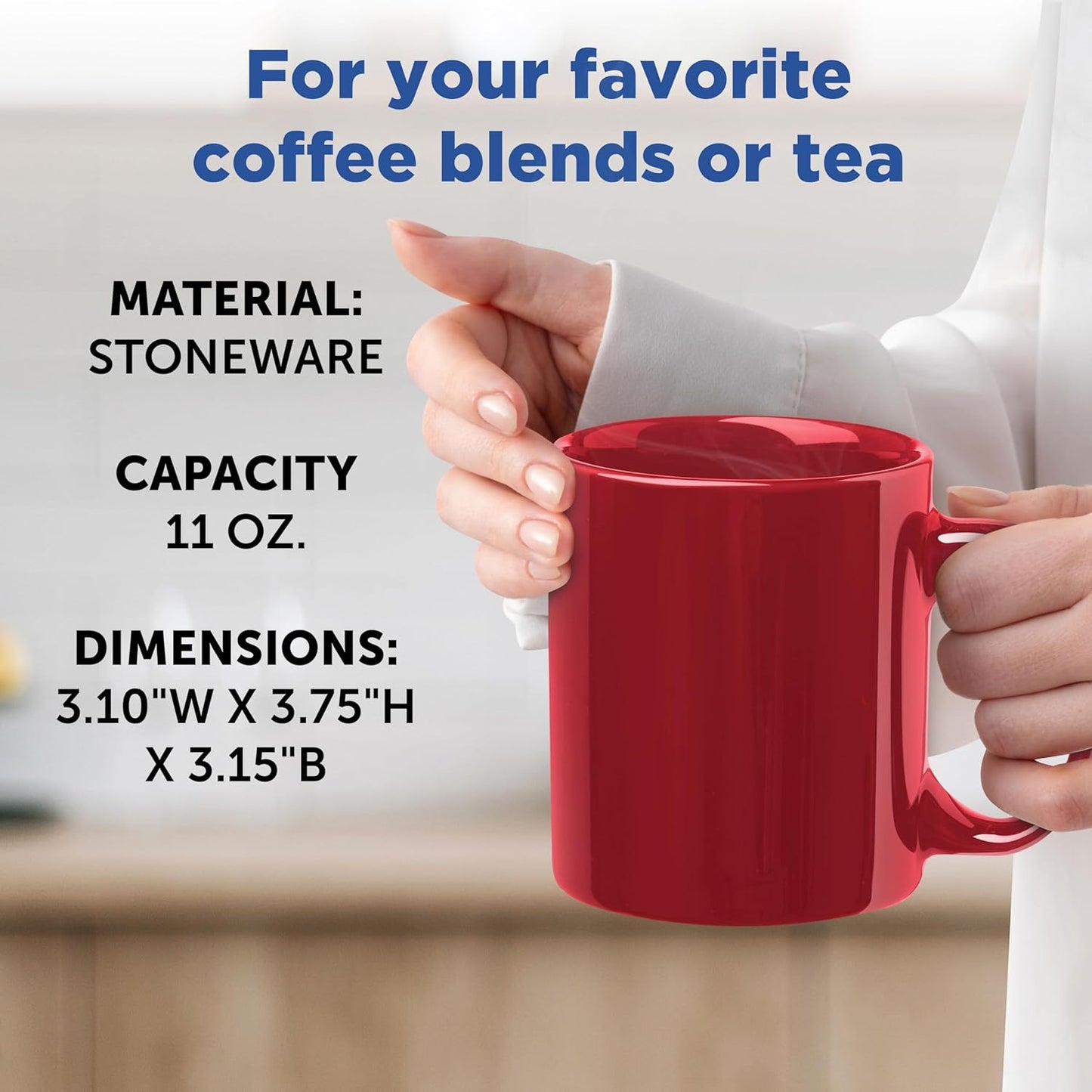 DISCOUNT PROMOS Ceramic Coffee Mugs 11 oz. Set of 10, Bulk Pack - Coffee cup set, Iced coffee cup, Gaming mug - Red