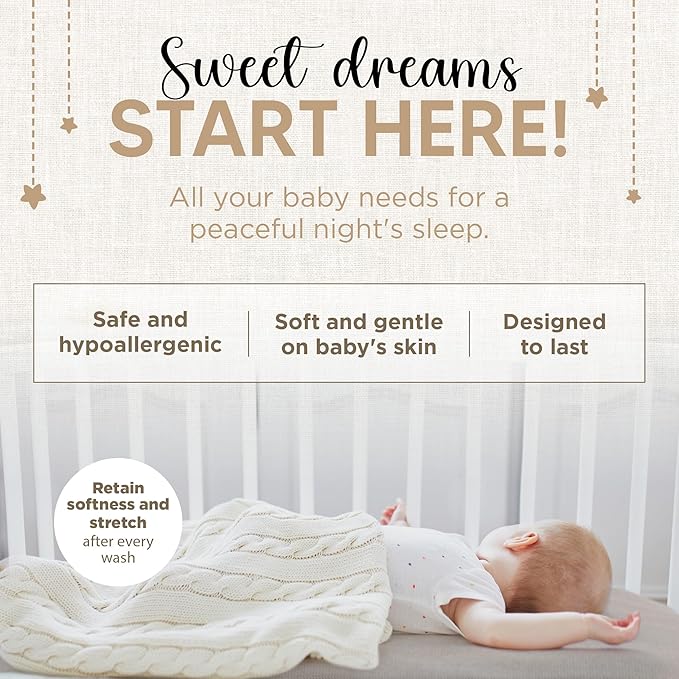 Bassinet Fitted Sheets - Compatible with Halo Bassinest Swivel Sleeper | 100% Organic Jersey Cotton - White + Grey | 30x16 (2 Pack)