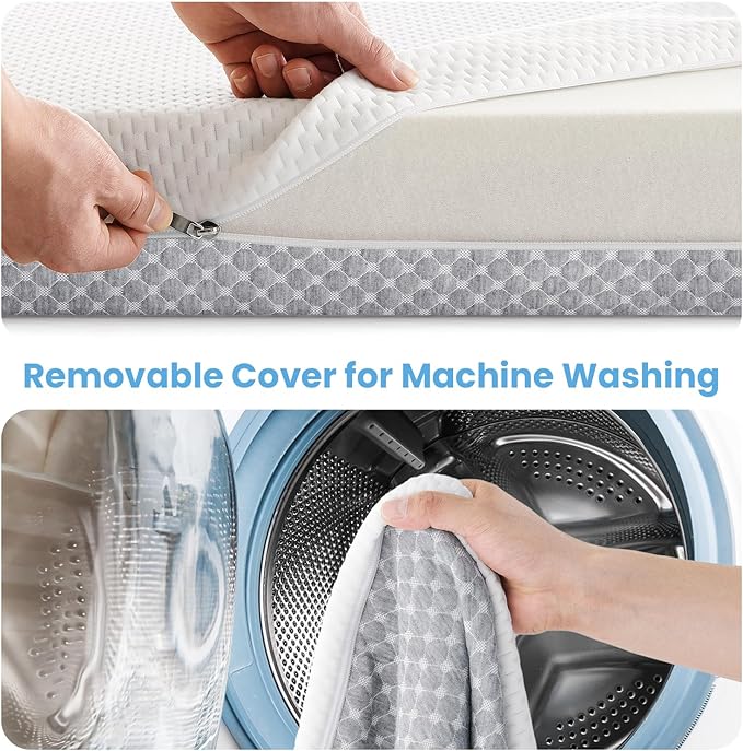 Mini Crib Mattress, 38x24X4 Inch Dual Sided Comfort Gel Memory Foam, Breathable Premium Baby Mattress for Mini and Portable Cribs w/Removable Outer Cover - White&Grey