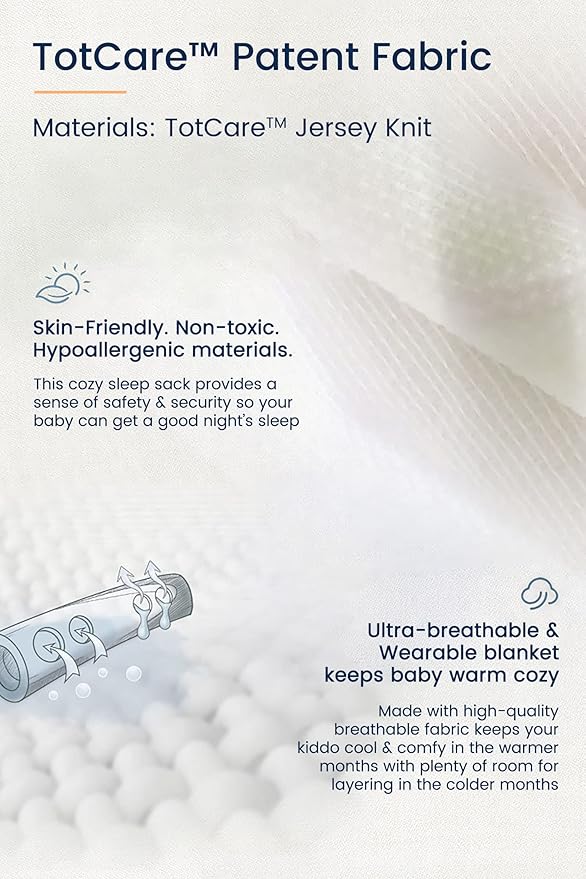 TotAha Light Sleep Sack, Stretchy, Soft, Cozy Wearable Blanket Sleep Bag with 2-Way Safe Zippers for 0-6-12-24 Months 0.5 TOG