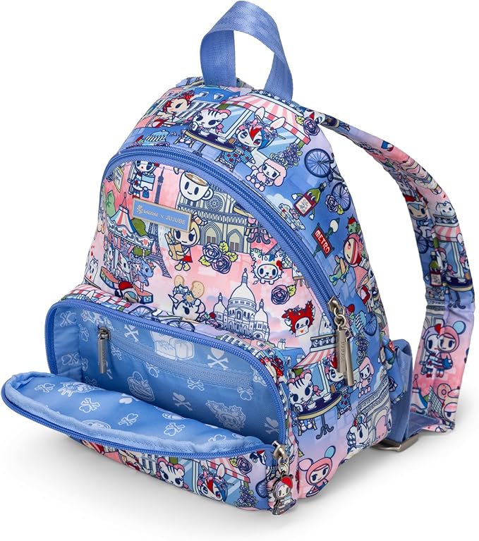 JuJuBe x tokidoki C'est la vie à Paris Everyday Mini Small Diaper Backpack, Essentials for Mom, Newborn & Baby, Women’s Purse, Baby Bottle Pockets, Adjustable Padded Straps, Machine Washable