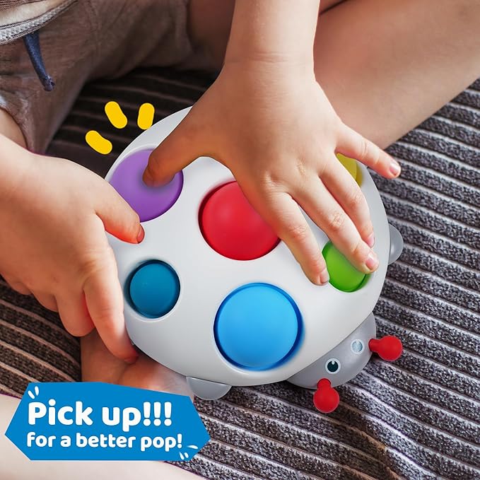 LiKee Fidget Popper Sensory Baby Toys for 10+ Months, Push and Popping Busy Board, Montessori Toys for 1+ Years Old, Airplane Car Travel Toy for Toddlers 1-3 Stress Relief (Ladybug)