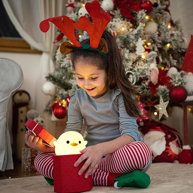 Ammonite DoDo Duck Night Light, Cute Soft Silicone Duck Lamp for Kids, Rechargeable LED Dimmable Bedside Lamp with 20 Minute Timer, Gifts for Boys Girls Women