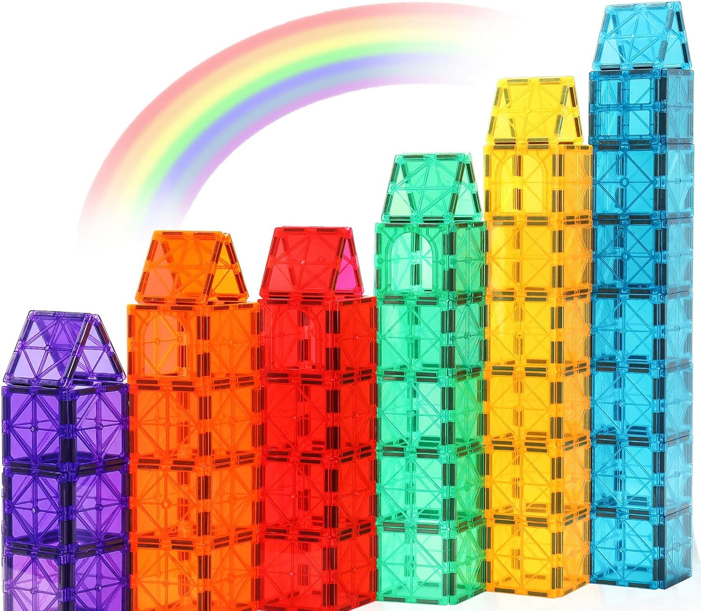 Gemmicc Magnetic Tiles, Magnet Toys Building Blocks for Kids, STEM Approved Educational Toys,Magnet Puzzles Stacking Blocks for Boys Girls,72 PCS Advanced Set