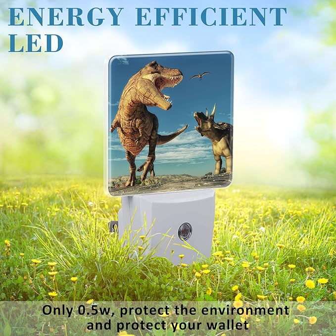 3D Dinosaur World Night Light for Kids, LED Night Light Plug into Wall with Dusk to Dawn Sensor for Girls Boys Women Men Room Decor, Hallway, Kitchen, Bathroom, Nursery, Stairs