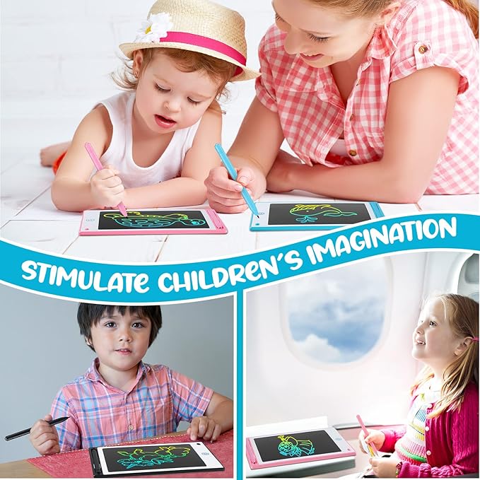 Epakh 16 PCS LCD Writing Tablet for Kids - 8.5 Inch Reusable Writing Board Drawing Doodle Pad Gift for Girl & Boy, Toddlers, Back to School, Birthday Party Favors(Black, White, Light Blue, Light Red)