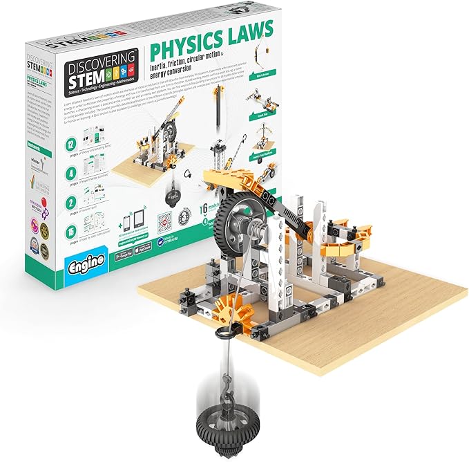 Engino STEM Toys, Physics Laws: Inertia, Friction & Circular Motion, Engineering Kit for Kids 9+, Creative STEM Projects, Gifts for Boys & Girls, Building Toys (6 Model Options)