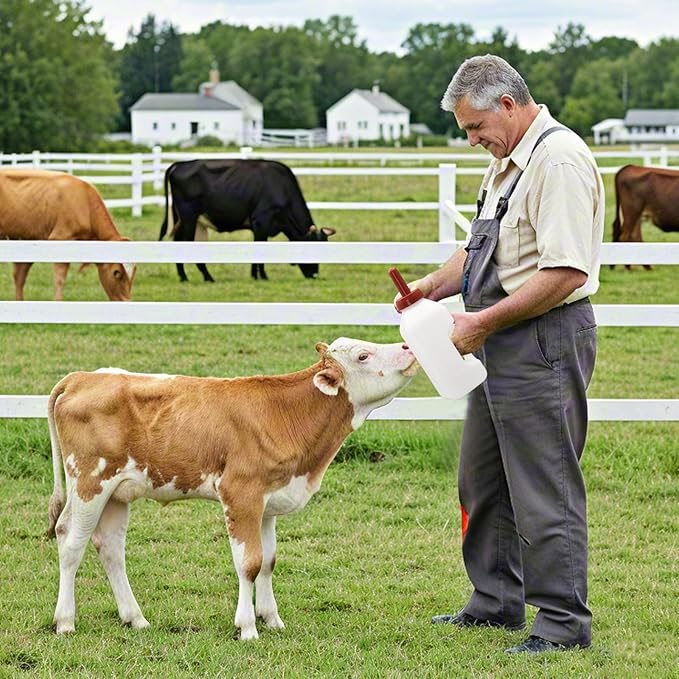 Calf Bottle Lamb Feeding Nipple 2.11 Quart Calves Nursing Feeder with a Replacement Teat for Baby Livestock Animals