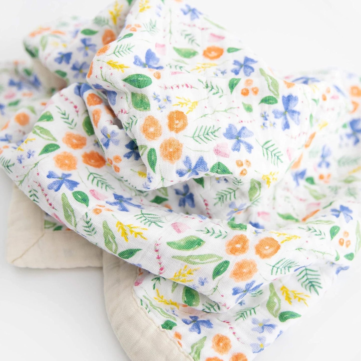 Little Unicorn Newborn Receiving Quilt | Ultra- Soft, Multi-Layered Muslin Fabric | Gift for Newborns & on-The-go (Mountain Bloom)